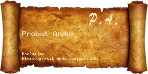 Probst Andor névjegykártya